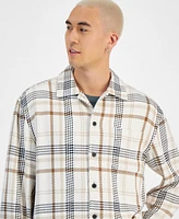 Sun + Stone Men's August Long Sleeve Button-Front Plaid Overshirt, Created for Macy's