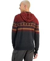 Sun + Stone Men's Fair Isle Pullover Hoodie Sweater, Created for Macy's