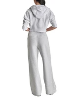 Dkny Sport Women's Embroidered-Logo Wide-Leg Fleece Sweatpants