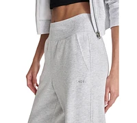 Dkny Sport Women's Embroidered-Logo Wide-Leg Fleece Sweatpants