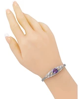 Devata Amethyst & Bali with Dragon Bone Chain Bracelet in Sterling Silver and 18K Gold