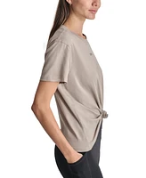 Dkny Sport Women's Cotton Stud Logo Knot-Front T-Shirt