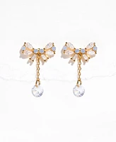 Girls Crew Crystal Mini Bow Dew Drop Earrings