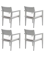 Mondawe Grayish Outdoor Patio Aluminum Stationary Dining Chairs with Fabric Cushions (Set of 4)