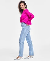 I.n.c. International Concepts Women's High-Rise Straight-Leg Denim Jeans, Created for Macy's