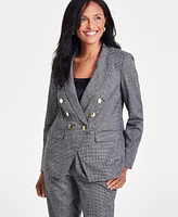 I.n.c. International Concepts Women's Double-Breasted Houndstooth Jacket, Created for Macy's