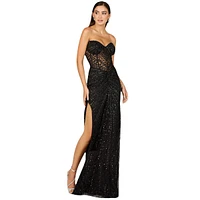 Lara Women's Embellished Strapless Gown with Slit