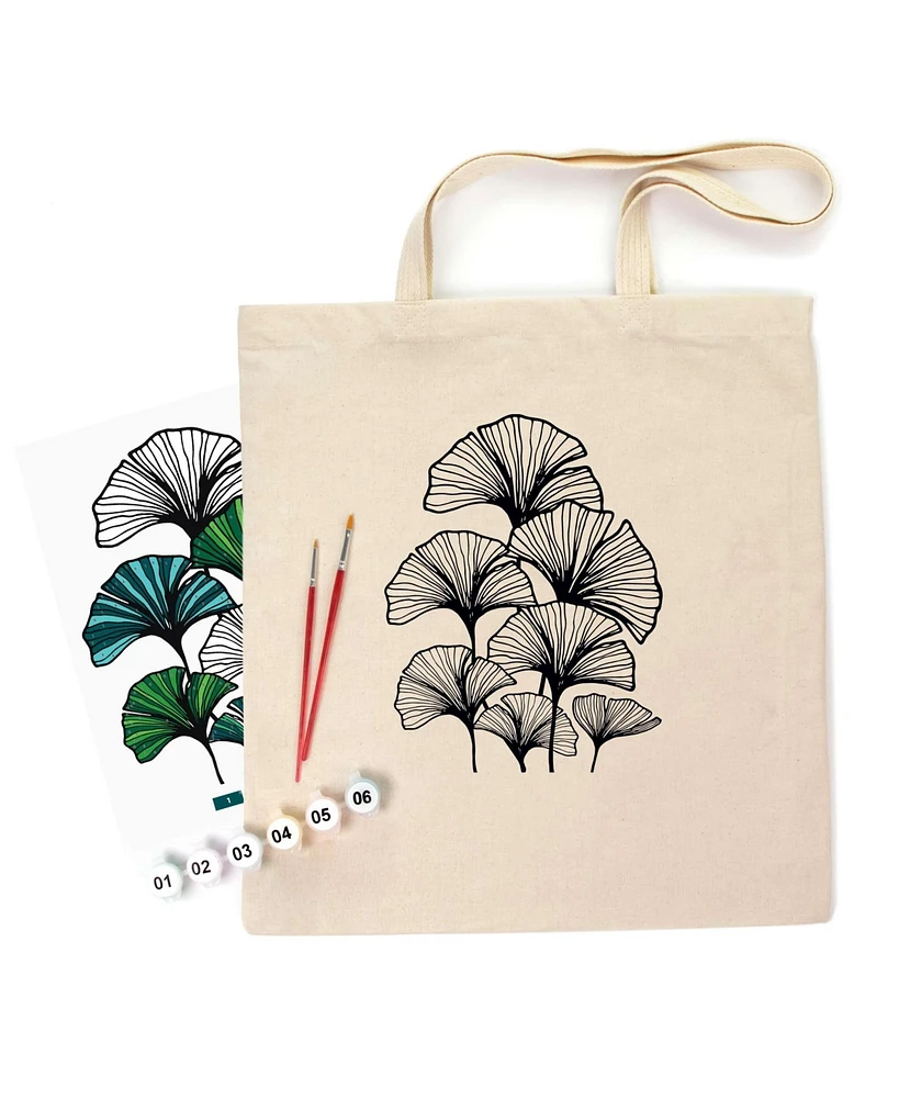 Rosa ROSATalent: Eco-Friendly Cotton Ecobag Coloring Kit – Ginkgo Leaves (220 Gsm, 38x42 cm)