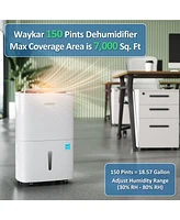 Waykar 150 Pint Energy Star Dehumidifier for Large Rooms & Basements,7000 Sq.Ft