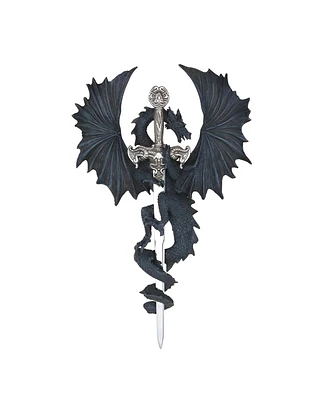 Fc Design 12"H Black Dragon with Sword Wall Plaque Decor Home Decor Perfect Gift for House Warming, Holidays and Birthdays