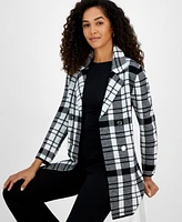 Kasper Women's Plaid Faux-Button Cardigan