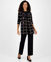 Kasper Women's Windowpane Faux-Button Cardigan