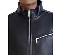 Karl Lagerfeld Men's Faux-Leather Moto Jacket