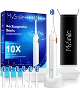 Mysmile Electric Toothbrush For Adults Rechargeable Sonic Electronic Toothbrush With 6 Brush Heads Travel Case 2 Mins 5 Modes Smart Timer 48000vpm