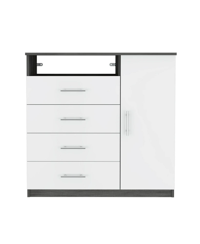 Fm Furniture Carolina chest of drawers in melamine with a single door and 4 metal rail drawers - Assorted pre