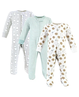 Hudson Baby Baby Boys Hudson Cotton Sleep and Play, Mint Gray Milk And Cookies, Months