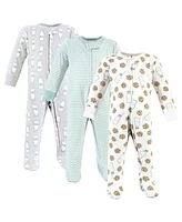 Hudson Baby Baby Boys Cotton Sleep and Play, Mint Gray Milk And Cookies, Months