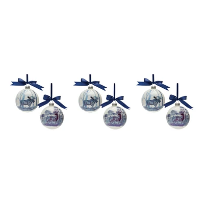 Slickblue Woodland Deer And Moose Ball Ornament (Set of 6)