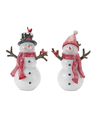 Slickblue Snowman With Cardinal Birds Figurine (Set of 2)