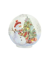 Slickblue Led Lighted Orb With Whimsical Snowman And Tree Scene (Set of 2)