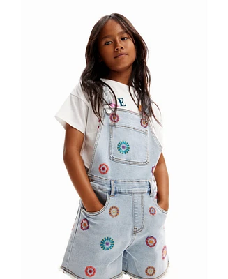 Desigual Girls Girls's Embroidered denim dungarees