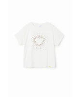 Desigual Girls Girls's Rhinestone heart T-shirt