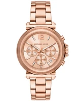 Michael Kors Women's Maren Chronograph Rose Gold-Tone Stainless Steel Watch 40mm