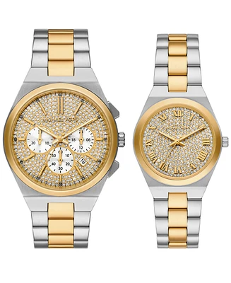 Michael Kors Lennox Three-Hand Two-Tone Stainless Steel Watch Gift Set 33mm, 41mm