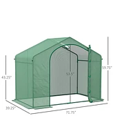 Outsunny 6' x 3' x 6' Portable Walk-in Greenhouse, Pe Cover, Steel Frame Garden Hot House, Zipper Door, Top Vent for Flowers, Vegetables, Saplings, Tr