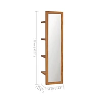 vidaXL Wall Mirror with Shelves 11.8"x11.8"x47.2" Solid Teak Wood