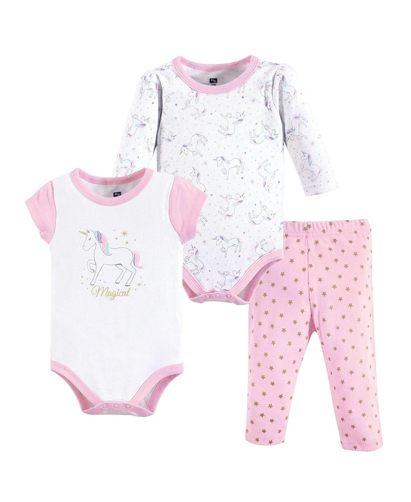 Hudson Baby Girls Cotton Bodysuit and Pant Set, Heart