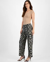 Jm Collection Women's Printed Wide Leg Knit Pull-On Pants, Created for Macy's