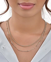 Women's Layered Beaded Silver Plated Chain Necklace