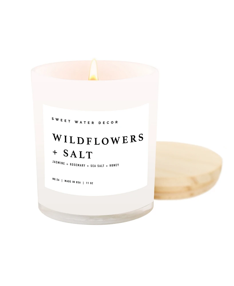 Sweet Water Decor Wildflowers and Salt Soy Candle - White Jar - 11 oz