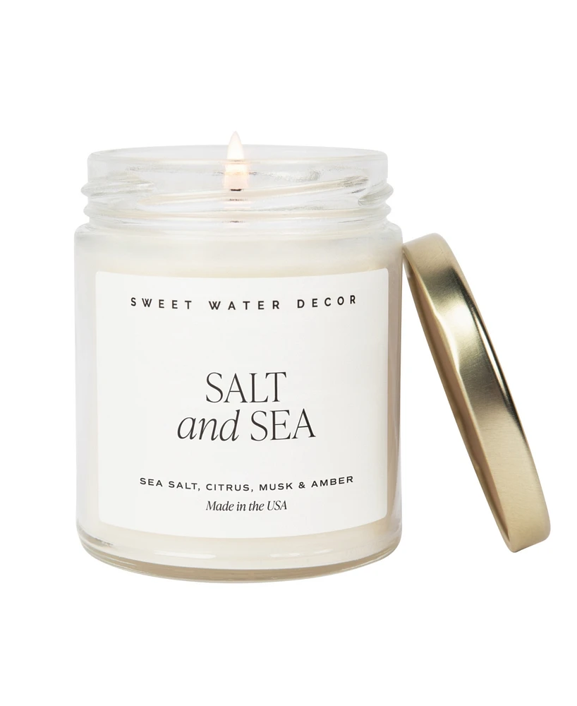 Sweet Water Decor Salt and Sea Soy Candle Clear Jar, 9 oz