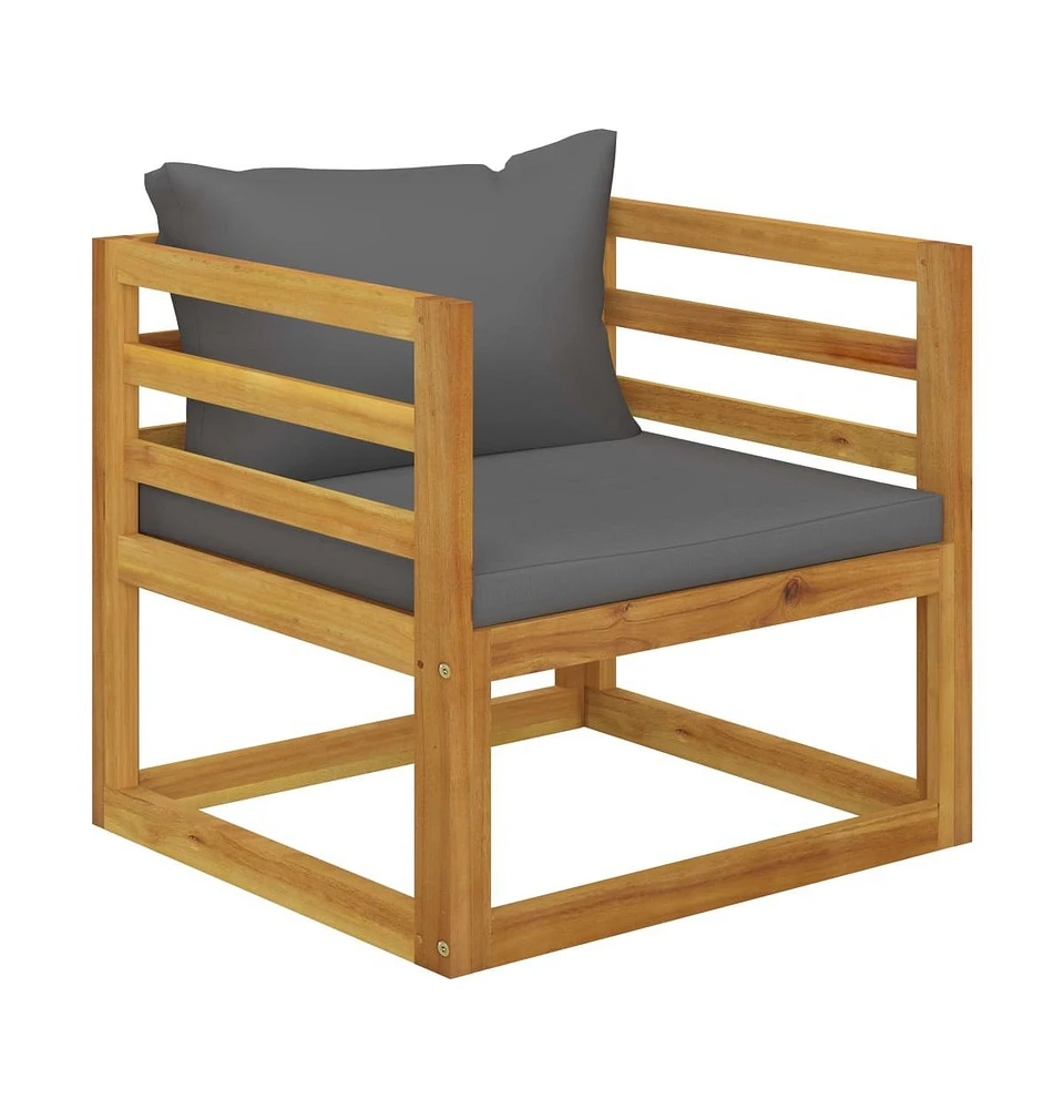 vidaXL Patio Chair with Dark Gray Cushions Solid Acacia Wood