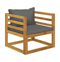 vidaXL Patio Chair with Dark Gray Cushions Solid Acacia Wood