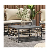 vidaXL Patio Table Anthracite 27.6"x27.6"x13.4" Poly Rattan