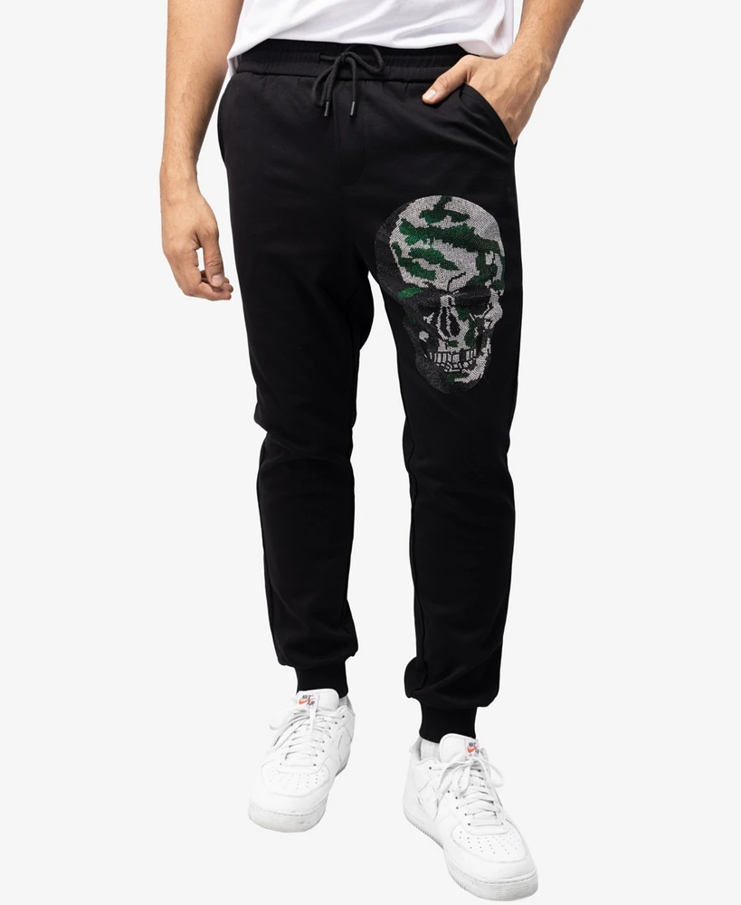 Spring + Mercer Men's Rinestone Embellished Skull Jogger