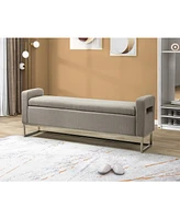 Hulala Home Traditional Diana 59.1" Wide Storage Bench with Sturdy Metal Legs