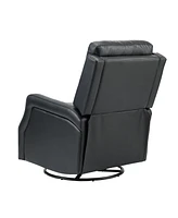 Hulala Home Beatriz 28.74" Wide Genuine Leather Swivel Rocker Recliner