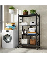 Sugift 4-Tier Foldable Storage Shelves, Metal Shelving Units, Storage Rack, Black