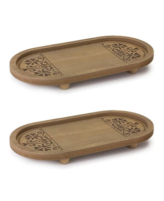 Slickblue Tray (Set of 2) 14.25"l X 7.25"w X 1.75"h Wood/mdf