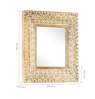 vidaXL Hand-Carved Mirror 19.7"x19.7"x1" Solid Mango Wood