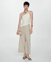 Mango Women's Wide Leg Linen Pants