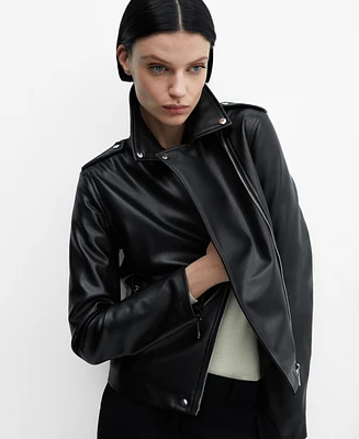 Mango Women's Faux-Leather Biker Jacket