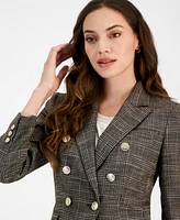 Tahari Asl Women's Plaid One Button Double Breasted Blazer