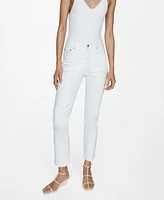 Mango Women's Claudia Slim Crop Waxed Jeans