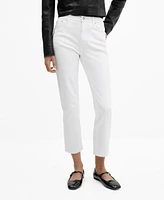 Mango Women's Claudia Slim Crop Waxed Jeans