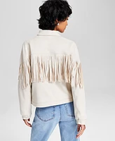 And Now This Women's Fringe-Trim Faux Suede Jacket, Created for Macy's